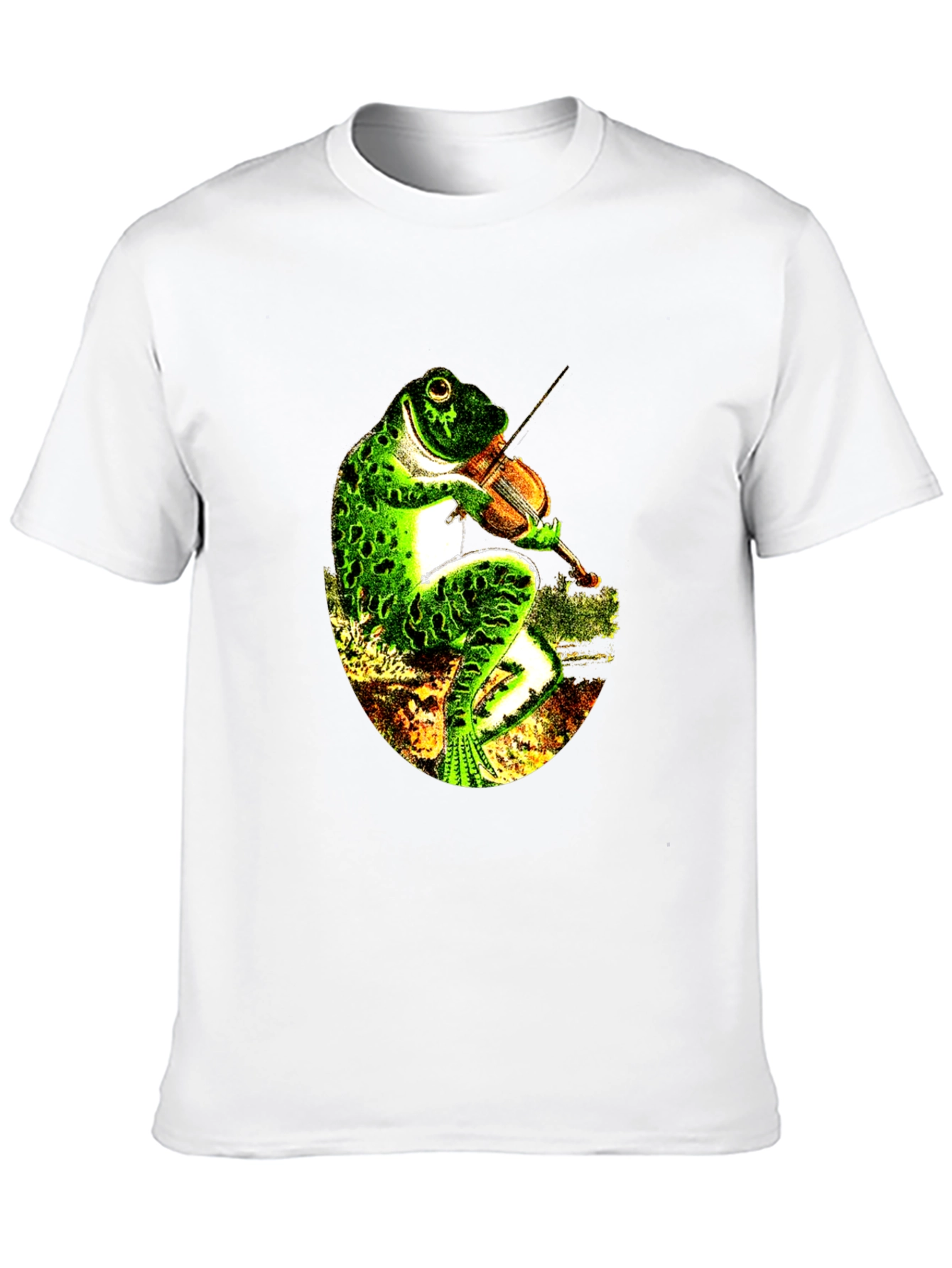 Frog Playing Violin Black T-Shirt