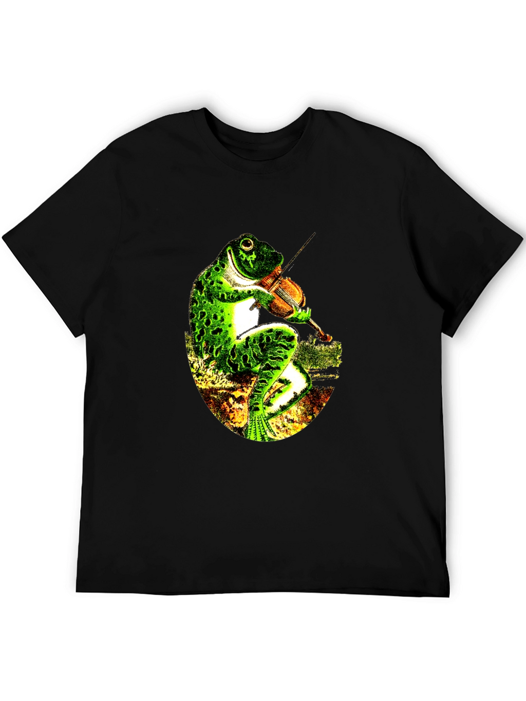 Frog Playing Violin Black T-Shirt