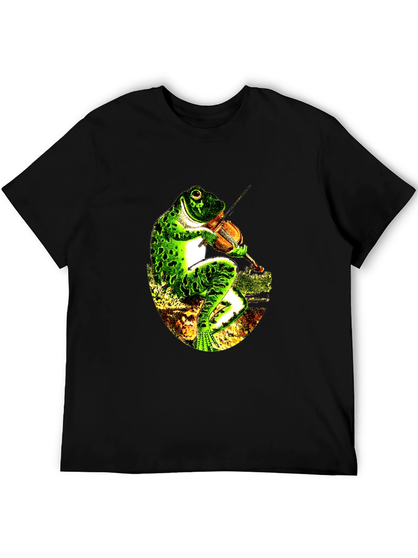 Frog Playing Violin Black T-Shirt
