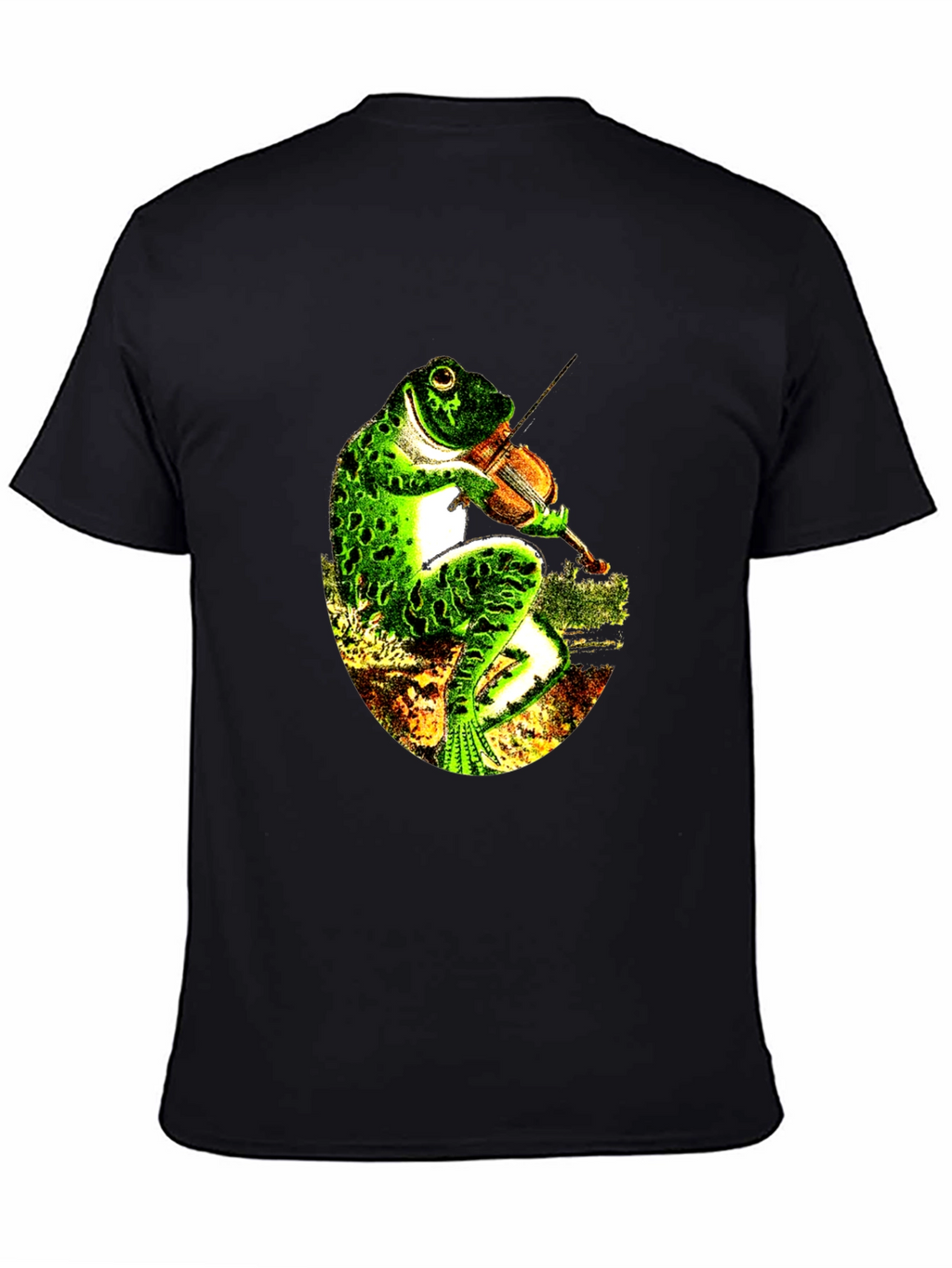 Frog Playing Violin Black T-Shirt
