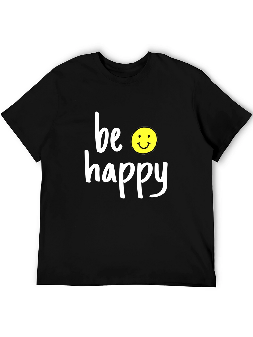 Be Happy Graphic Tee - Black Casual T-Shirt