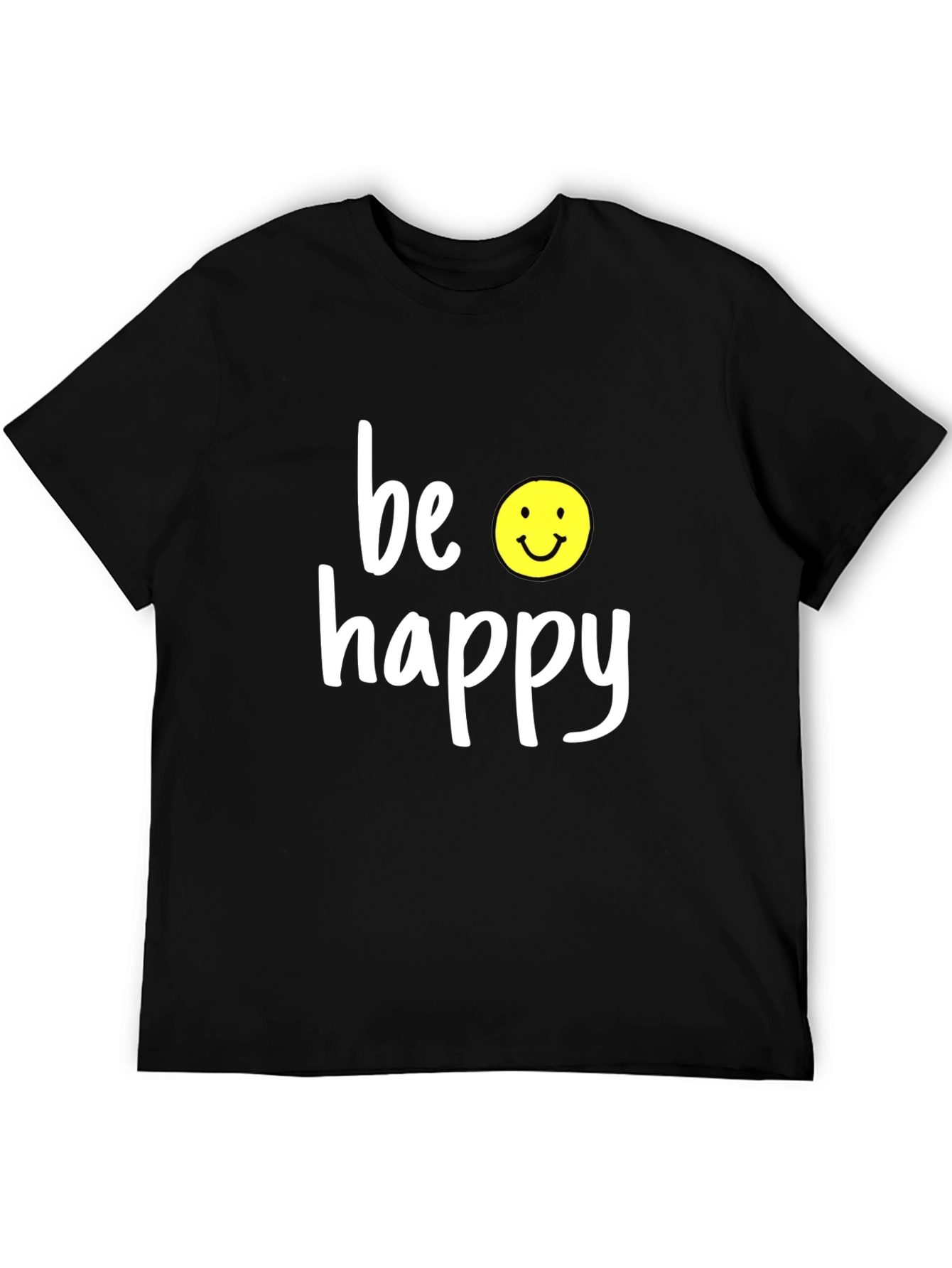 Be Happy Graphic Tee - Black Casual T-Shirt