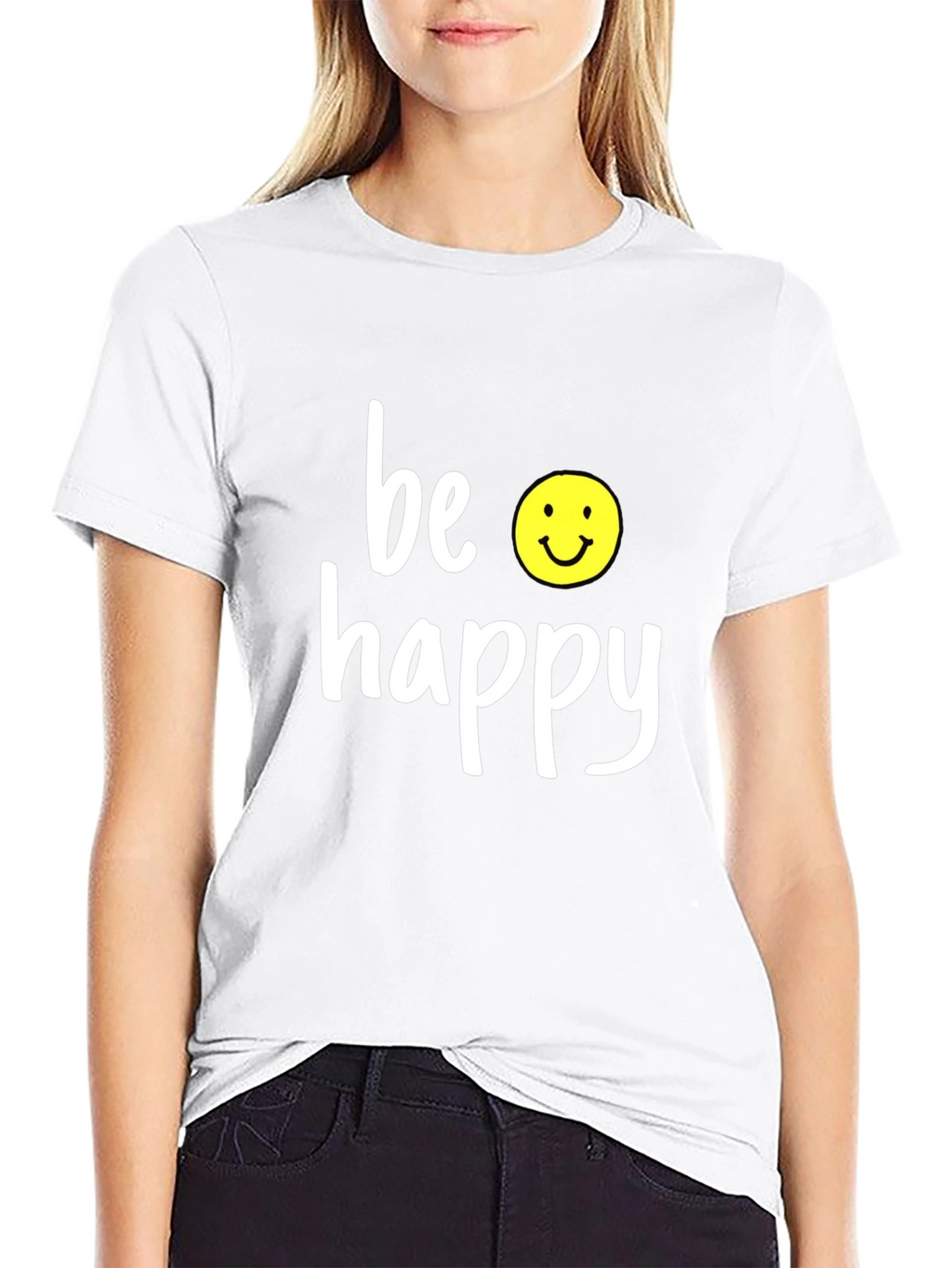 Be Happy Graphic Tee - Black Casual T-Shirt