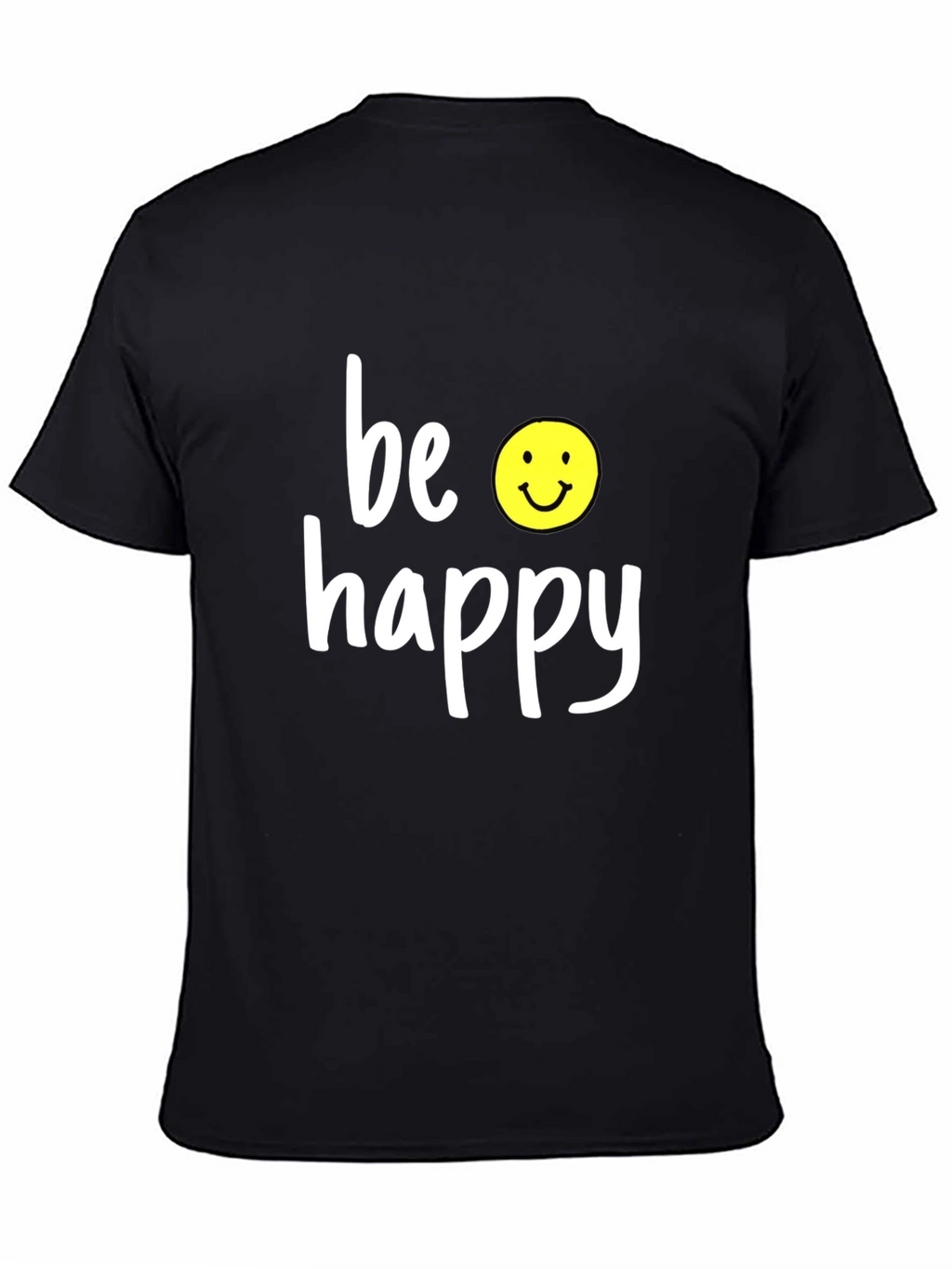 Be Happy Graphic Tee - Black Casual T-Shirt