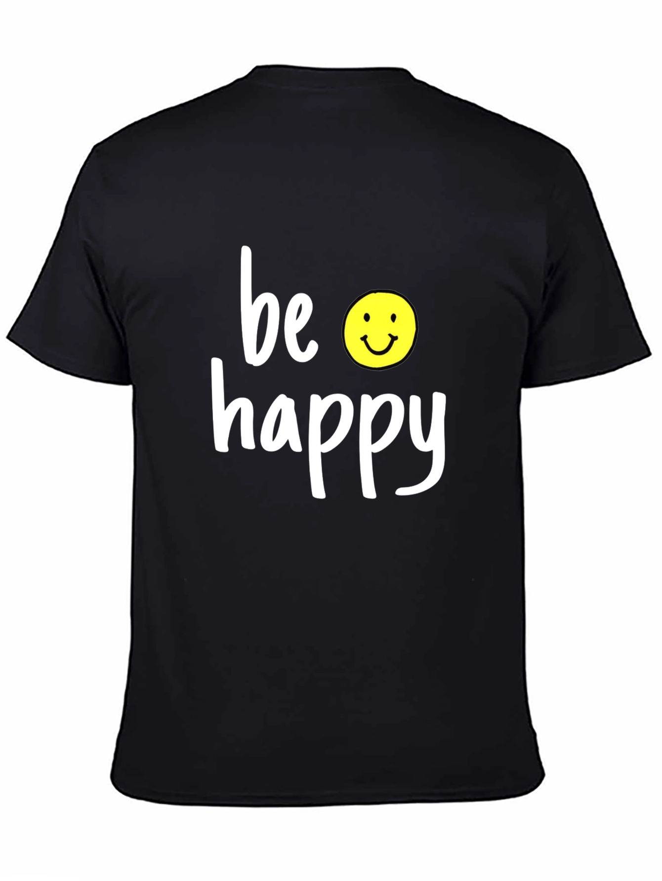 Be Happy Graphic Tee - Black Casual T-Shirt