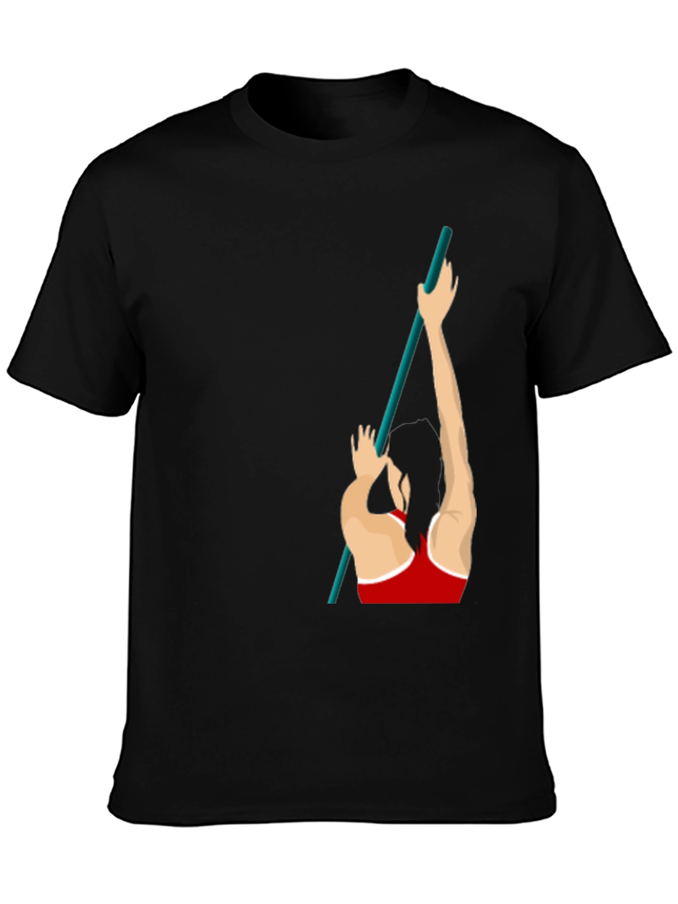 Pole Vaulting Graphic T-Shirt - Sporty Black Tee