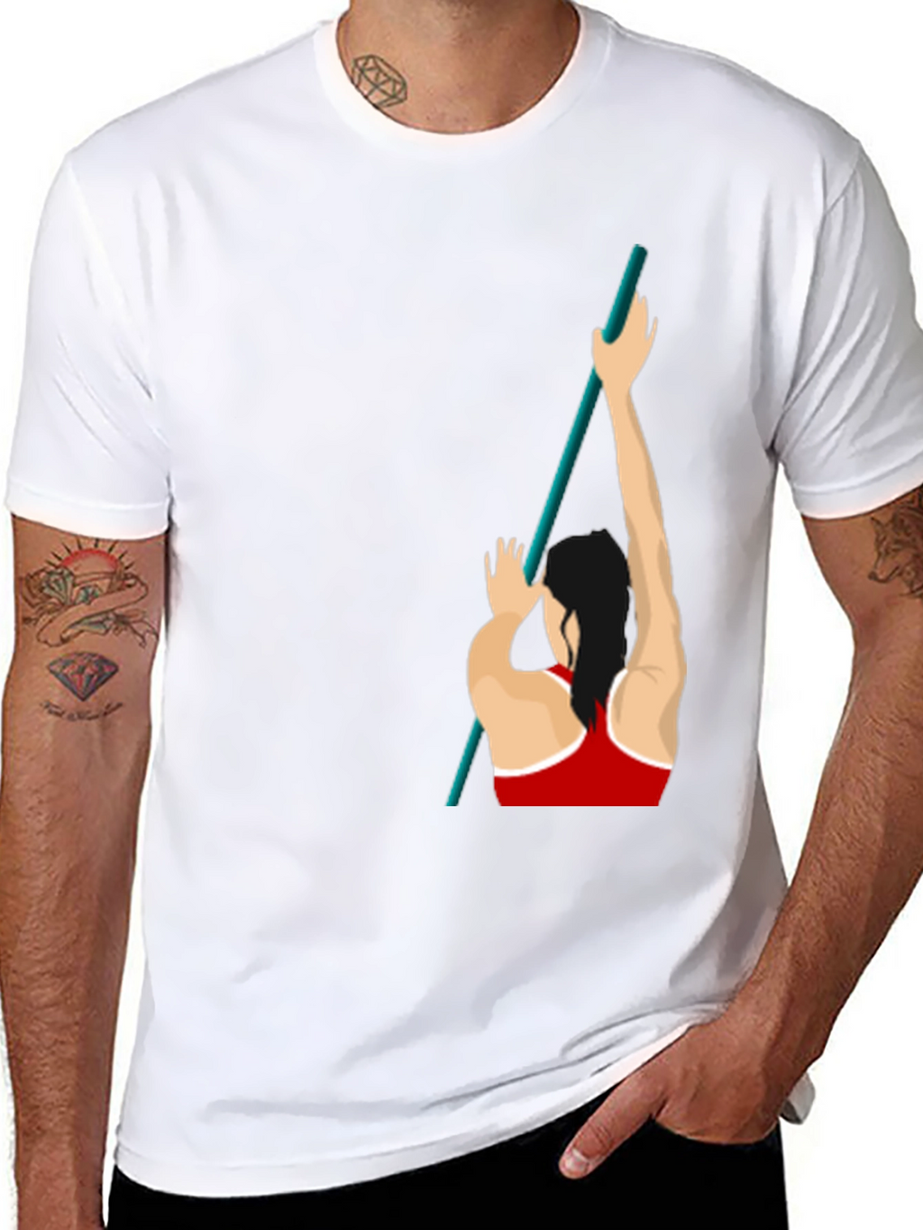 Pole Vaulting Graphic T-Shirt - Sporty Black Tee