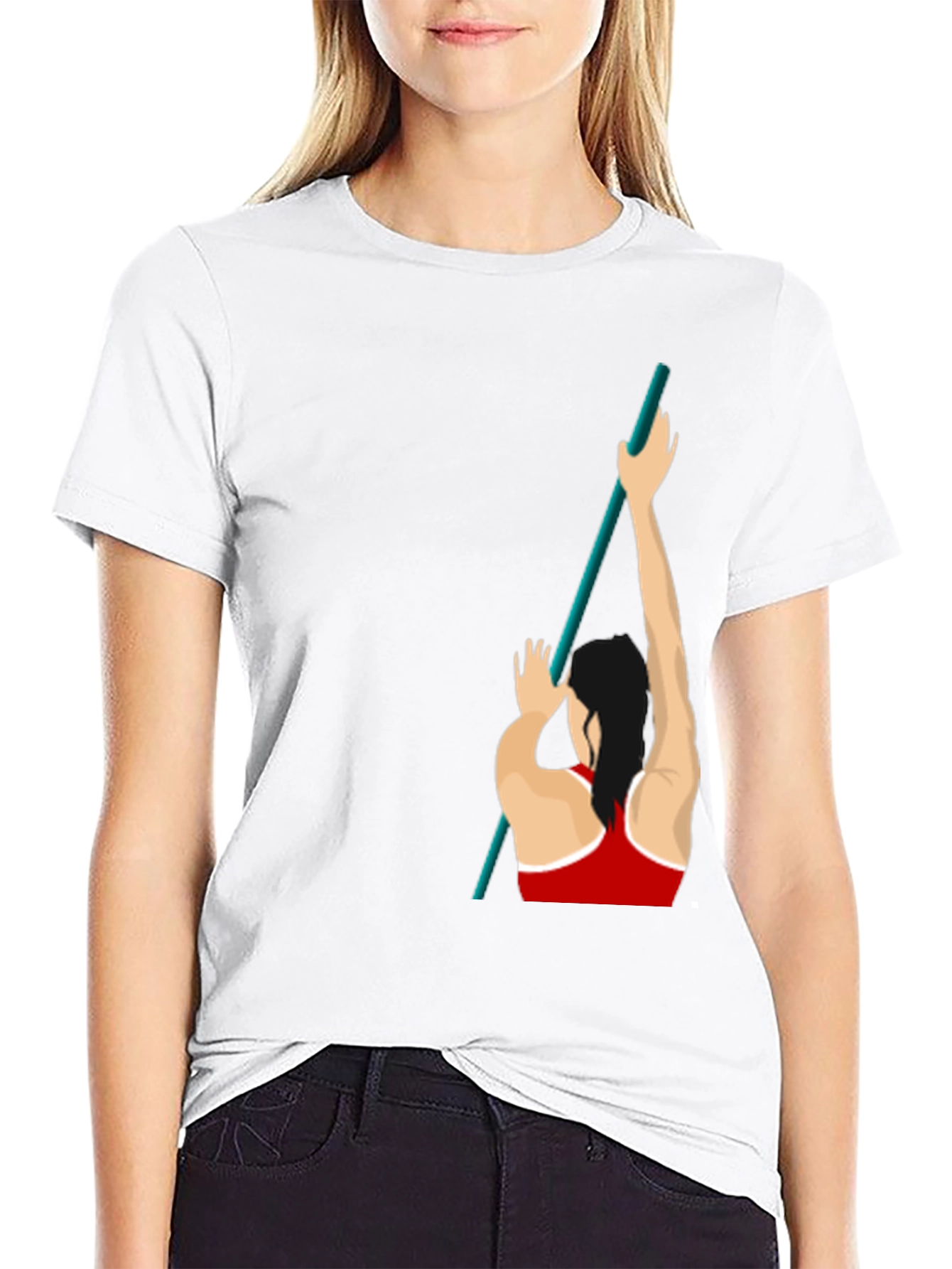 Pole Vaulting Graphic T-Shirt - Sporty Black Tee