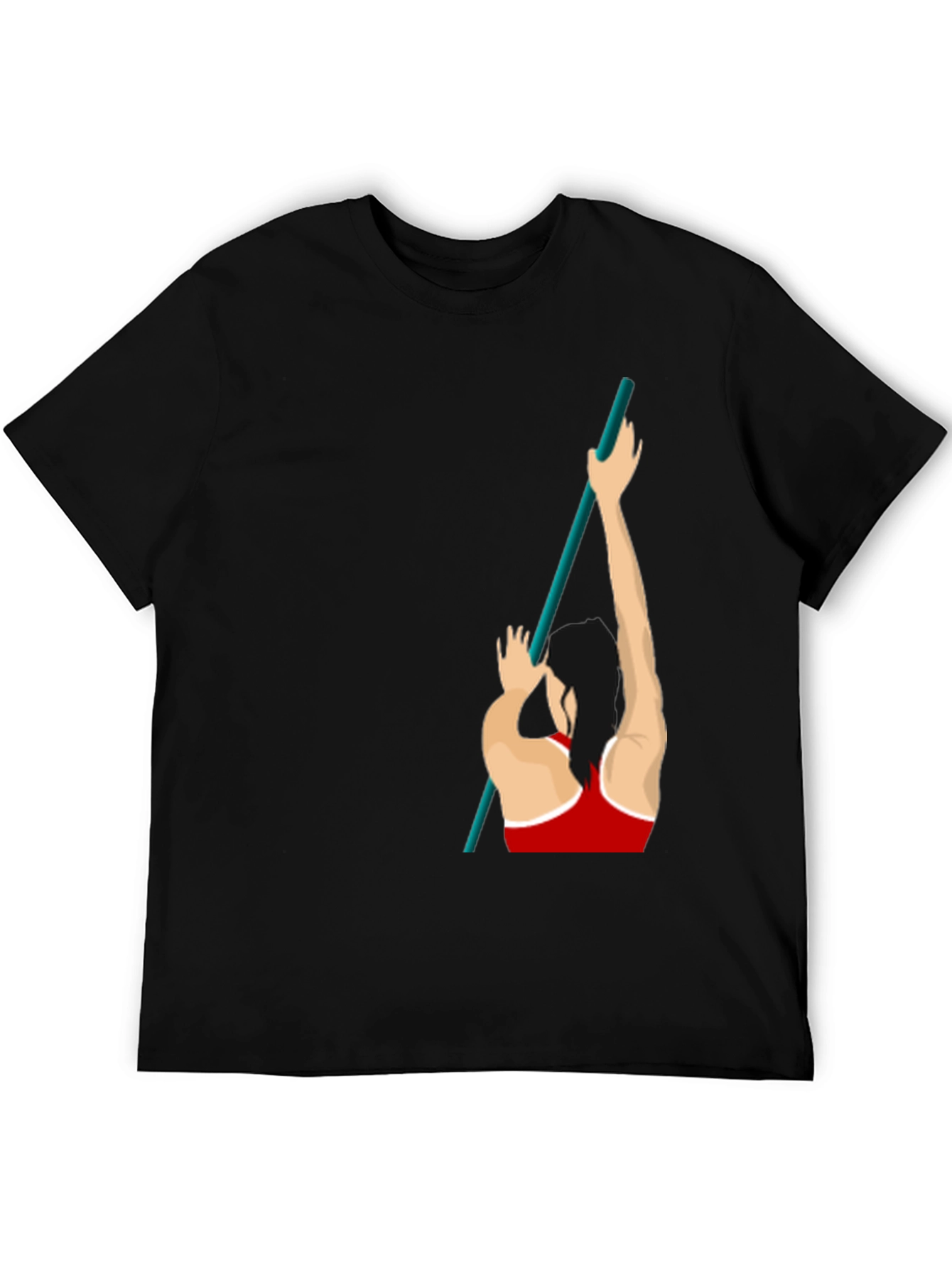 Pole Vaulting Graphic T-Shirt - Sporty Black Tee
