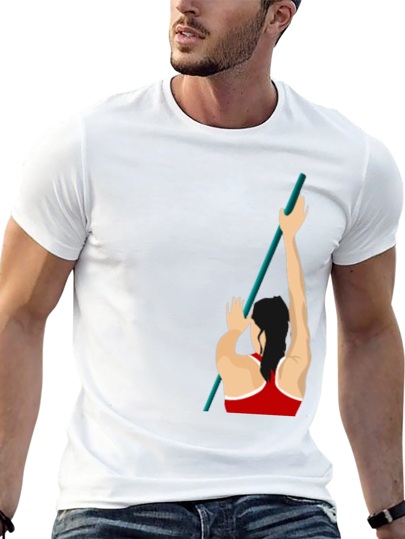 Pole Vaulting Graphic T-Shirt - Sporty Black Tee