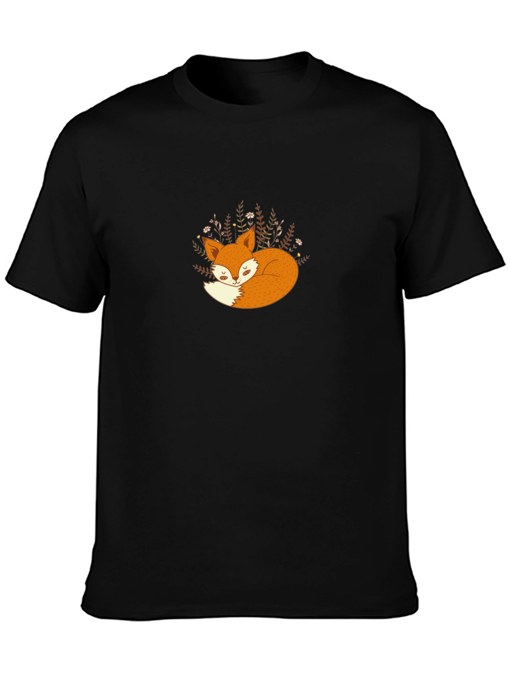 Cozy Fox Graphic Tee - Black Cotton T-Shirt