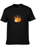 Cozy Fox Graphic Tee - Black Cotton T-Shirt