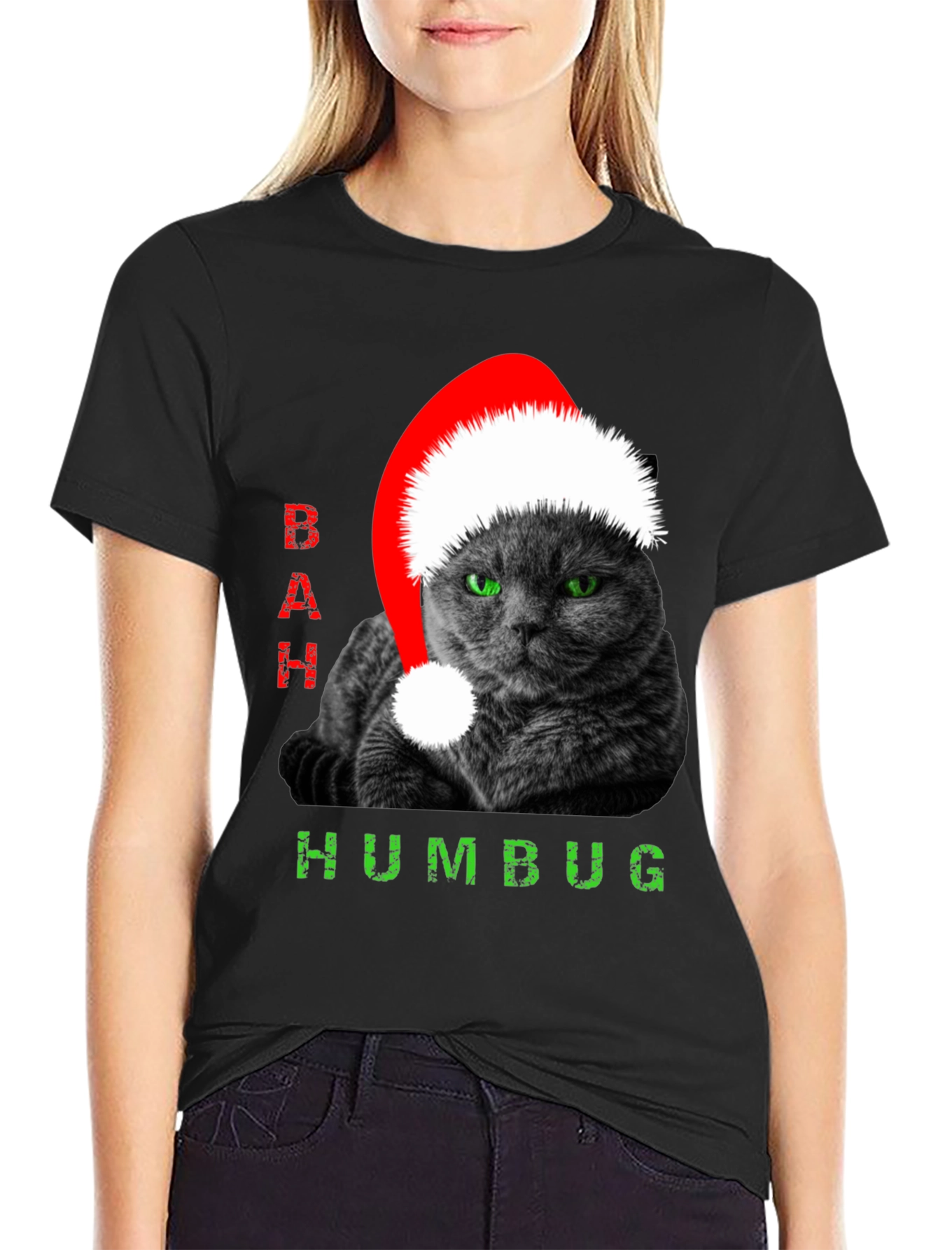 Bah Humbug Cat Christmas T-Shirt