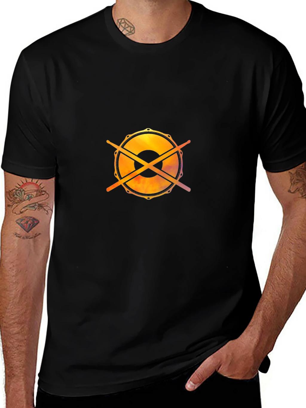 Drum Kit Graphic Tee - Musicians Black Cotton T-Shirt