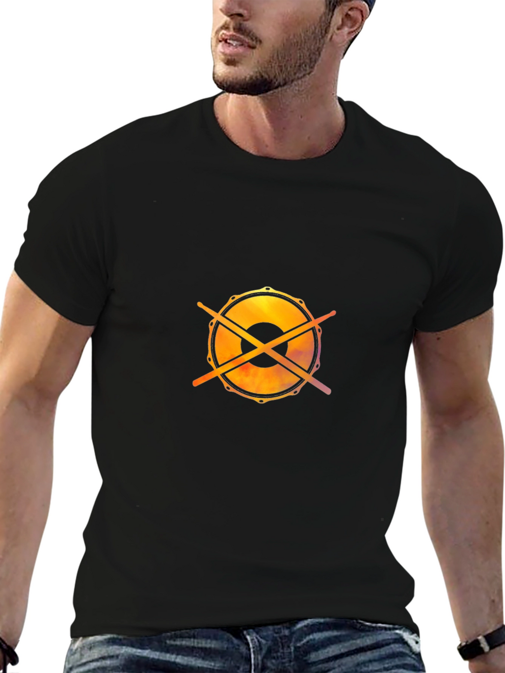 Drum Kit Graphic Tee - Musicians Black Cotton T-Shirt