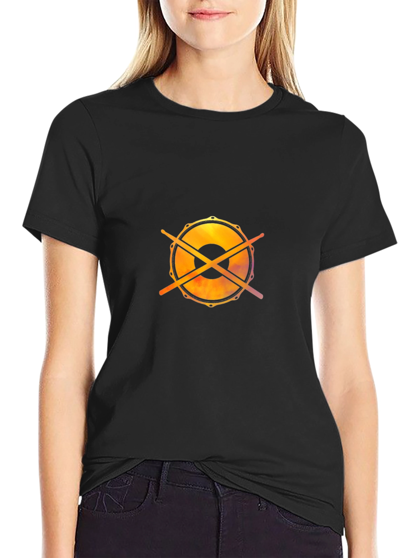 Drum Kit Graphic Tee - Musicians Black Cotton T-Shirt