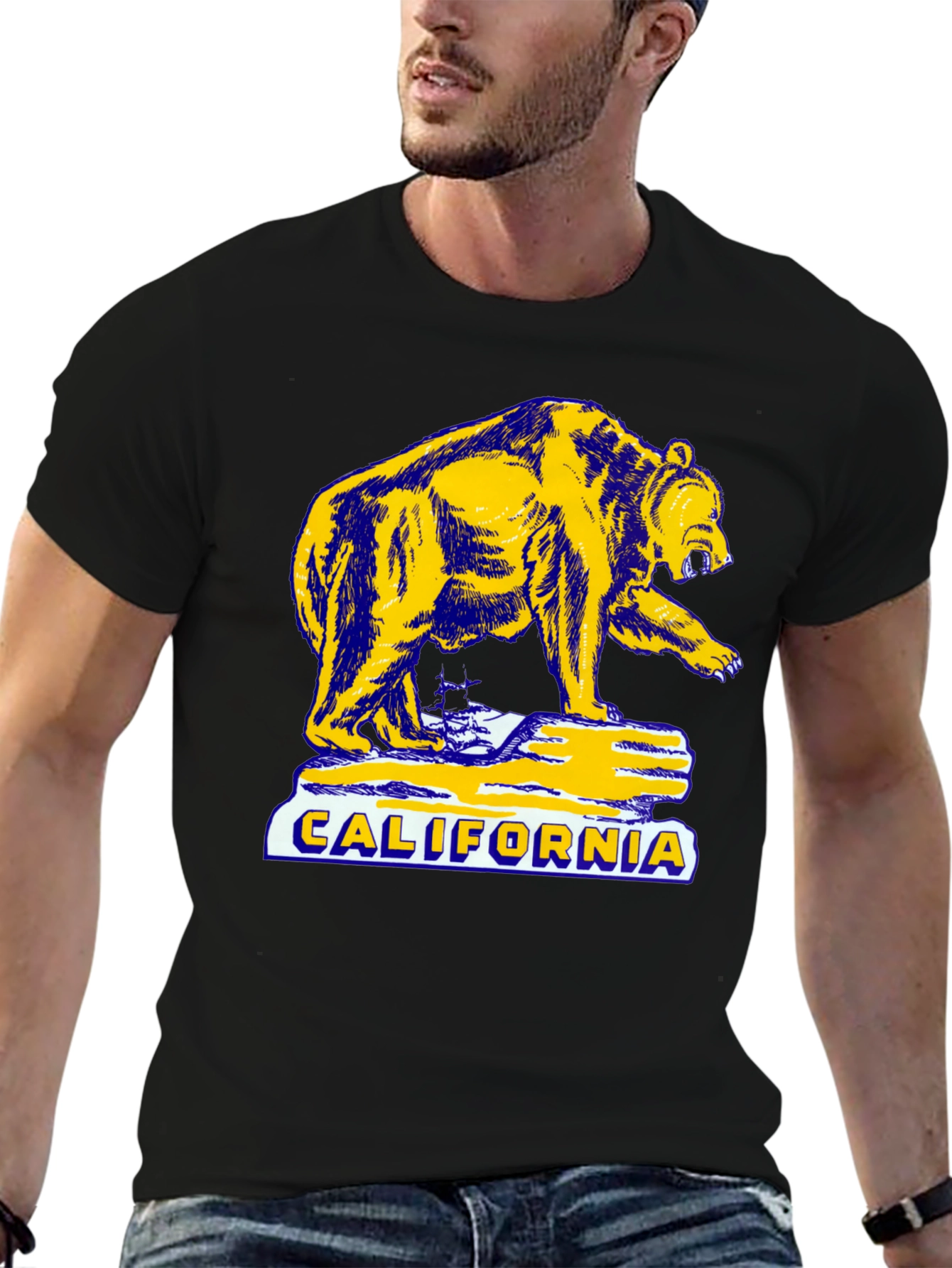 California Bear Graphic T-Shirt - Black
