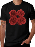 Floral Rose T-Shirt - Classic Black Cotton Tee