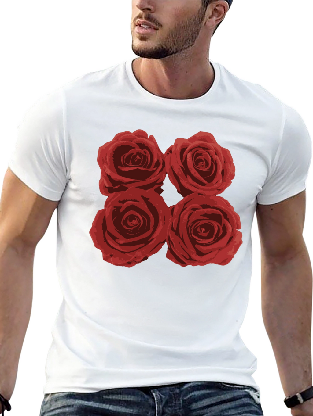 Floral Rose T-Shirt - Classic Black Cotton Tee