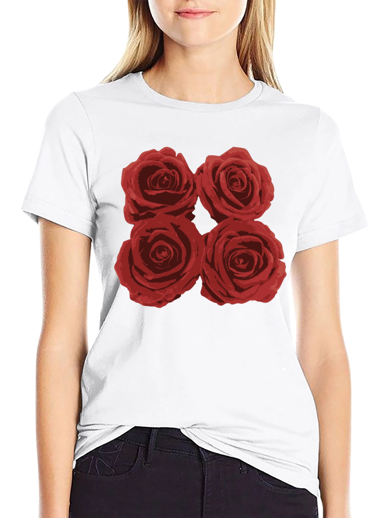 Floral Rose T-Shirt - Classic Black Cotton Tee