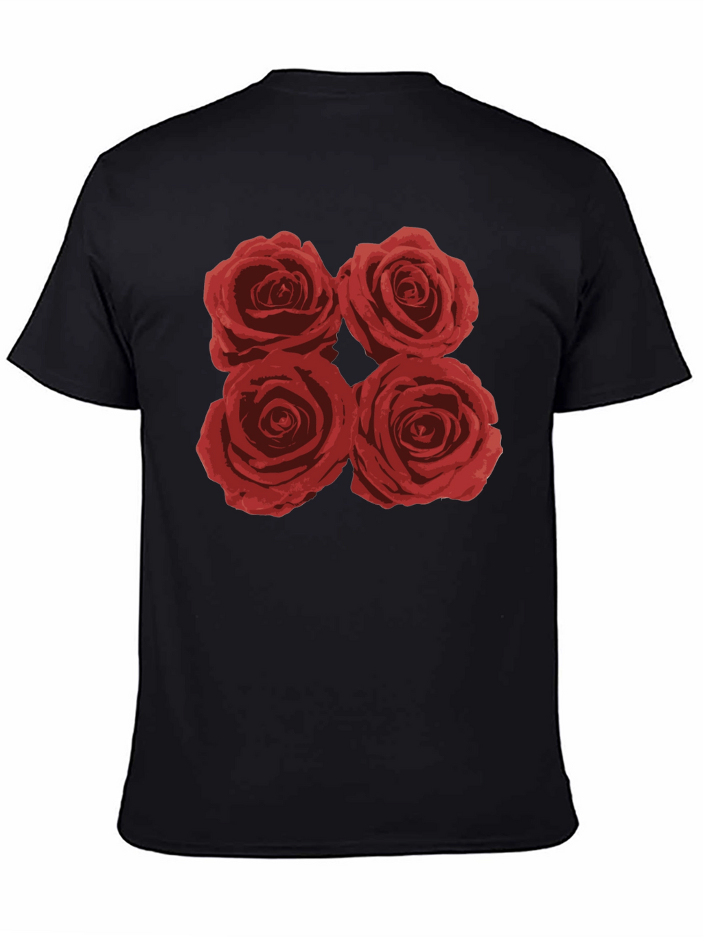 Floral Rose T-Shirt - Classic Black Cotton Tee