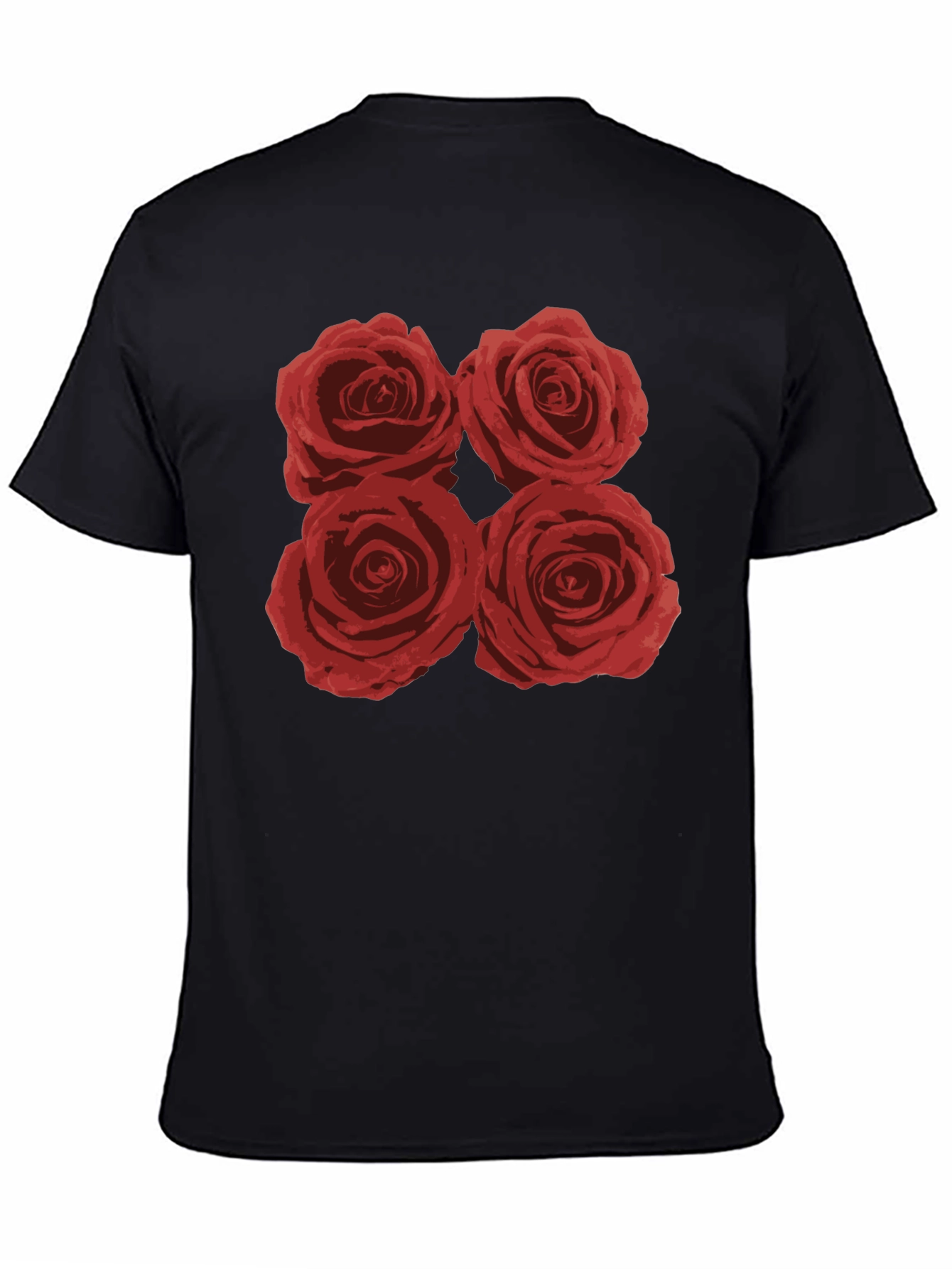 Floral Rose T-Shirt - Classic Black Cotton Tee