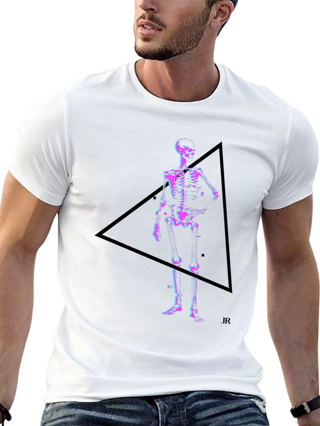 Skeleton in Triangle Black Graphic Tee
