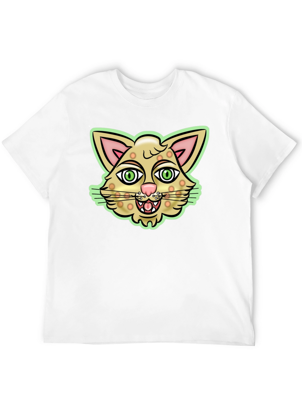 Cartoon Cat Graphic Black T-Shirt