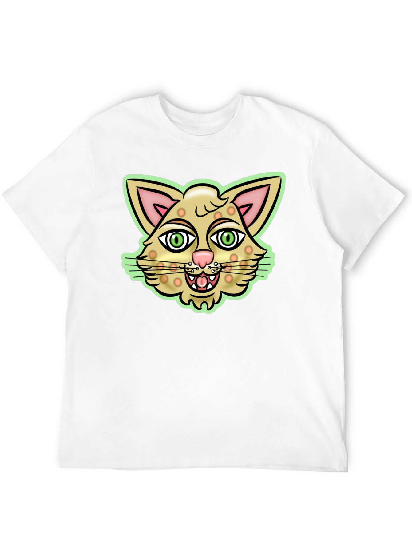 Cartoon Cat Graphic Black T-Shirt