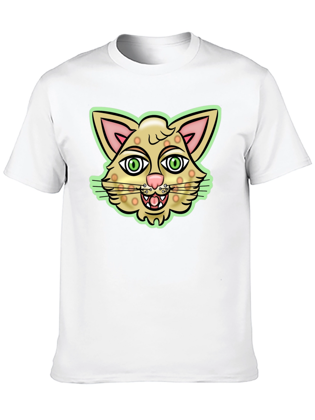 Cartoon Cat Graphic Black T-Shirt