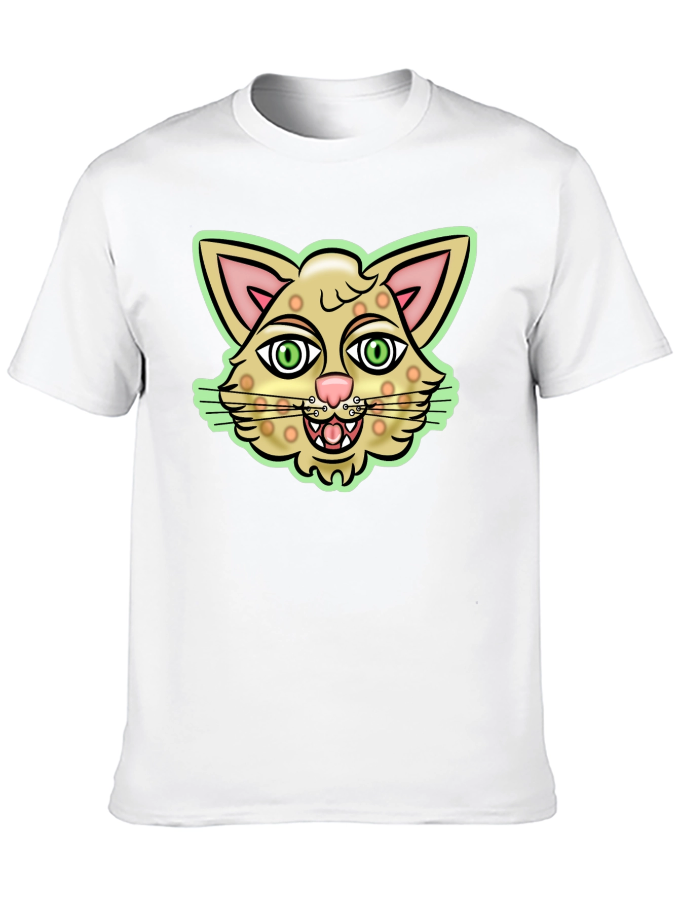 Cartoon Cat Graphic Black T-Shirt