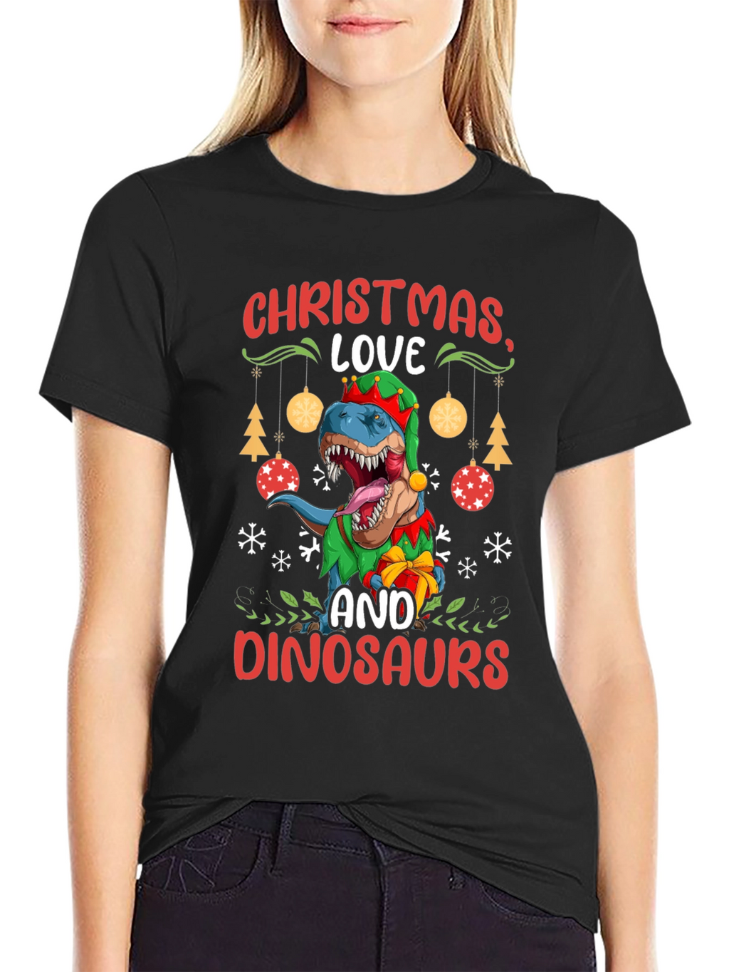 Christmas Love and Dinosaurs T-Shirt