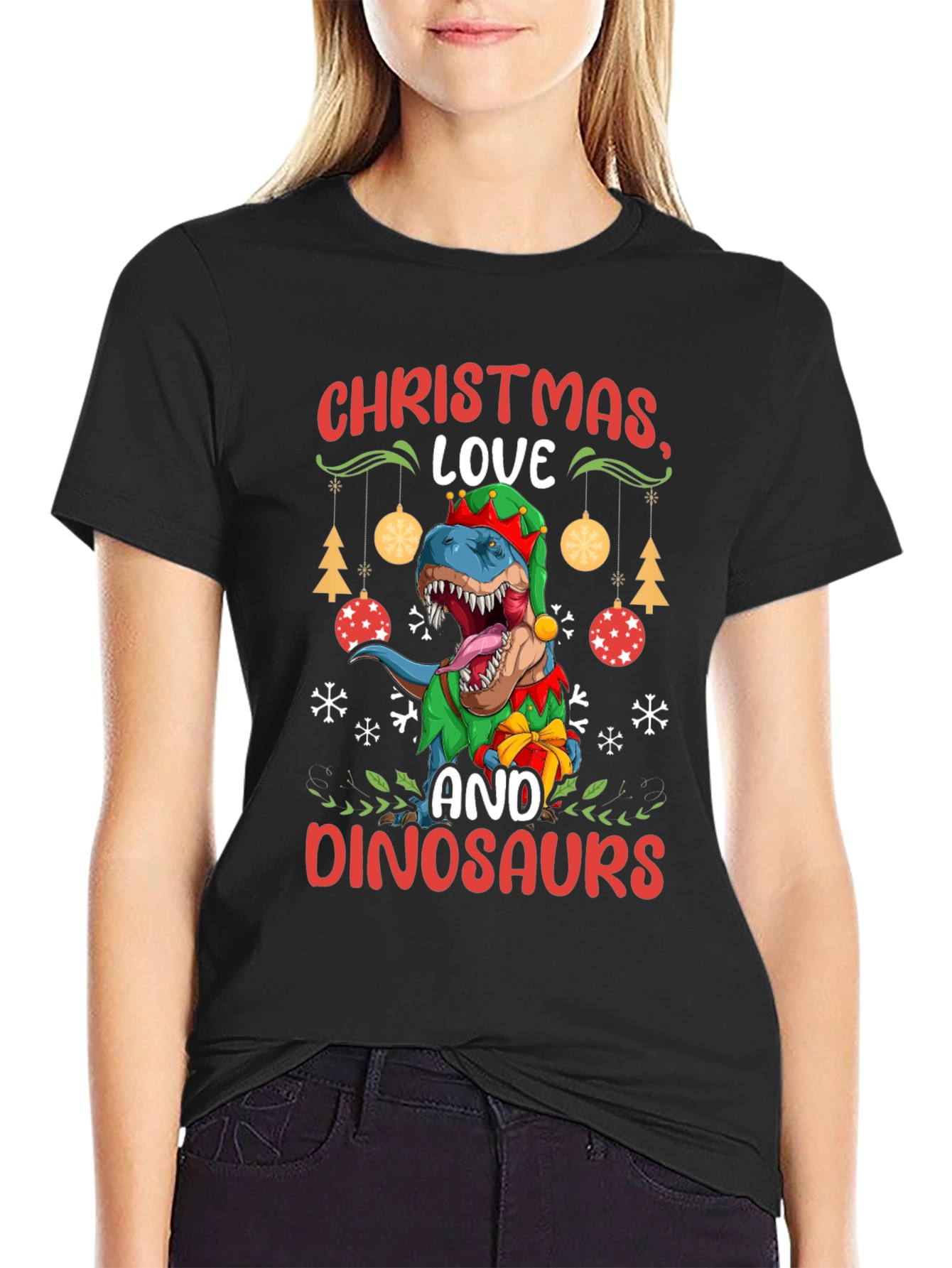 Christmas Love and Dinosaurs T-Shirt