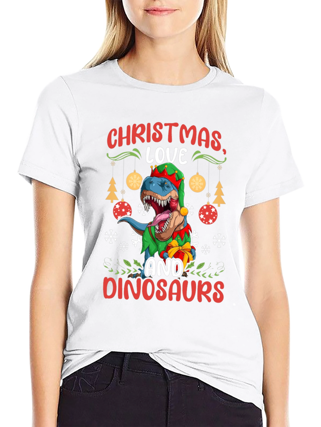 Christmas Love and Dinosaurs T-Shirt