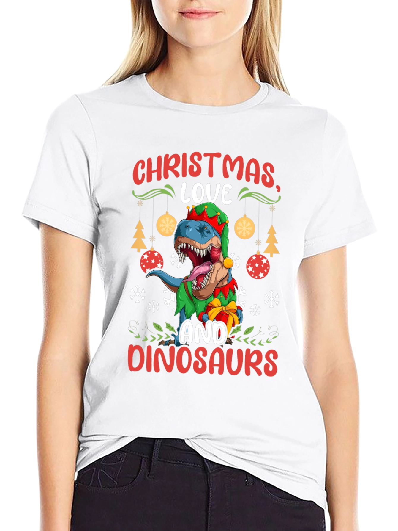 Christmas Love and Dinosaurs T-Shirt