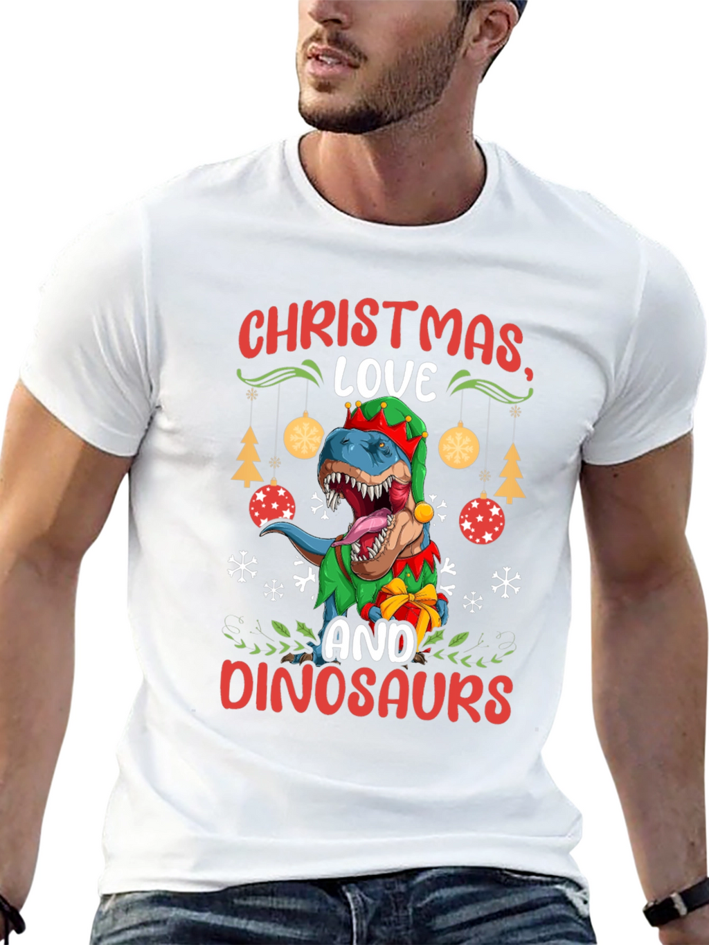 Christmas Love and Dinosaurs T-Shirt