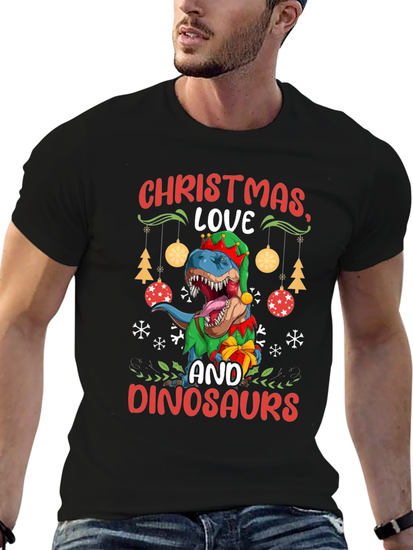 Christmas Love and Dinosaurs T-Shirt