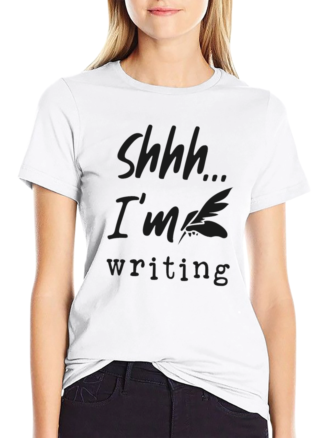 Shhh Im Writing Black T-Shirt