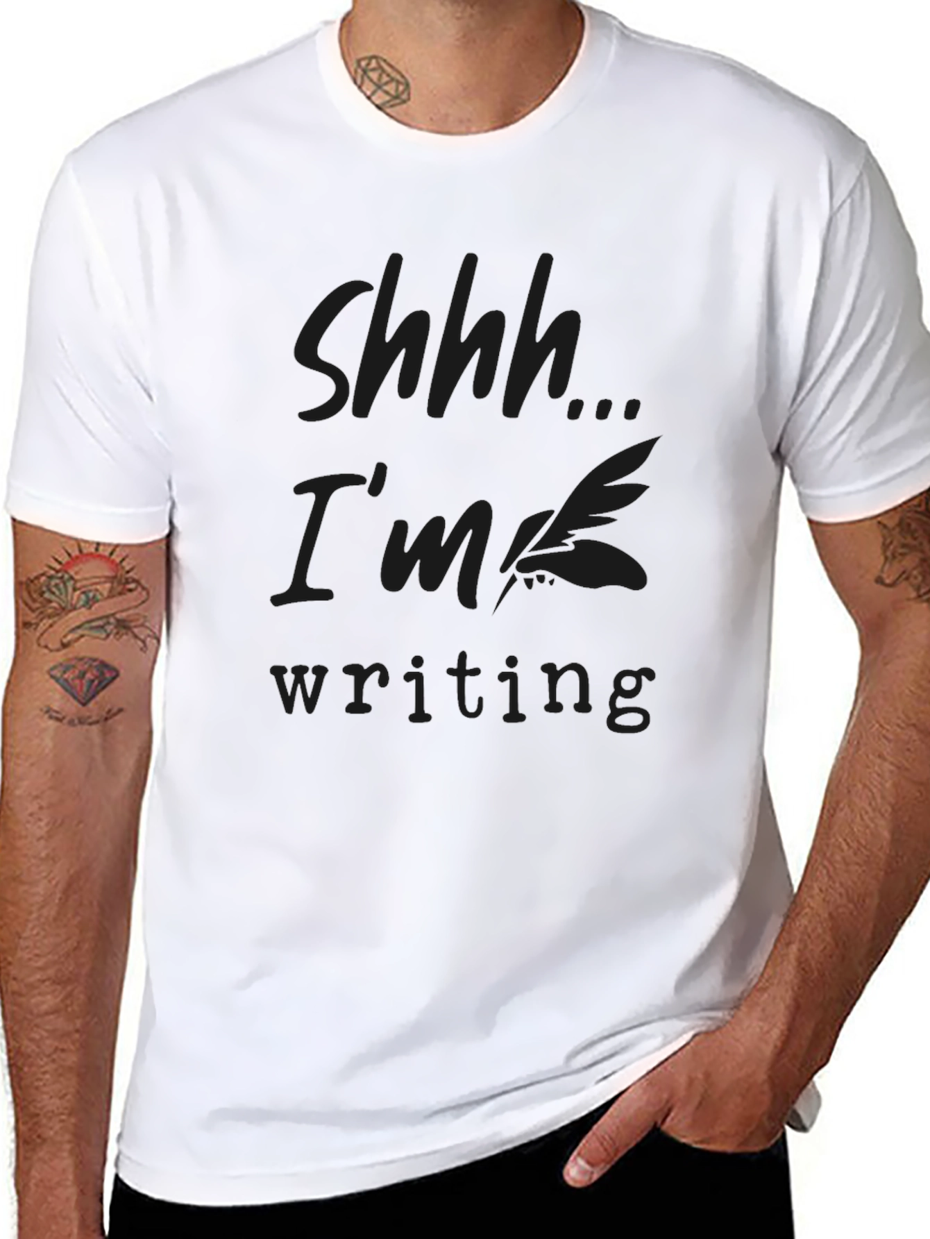Shhh Im Writing Black T-Shirt