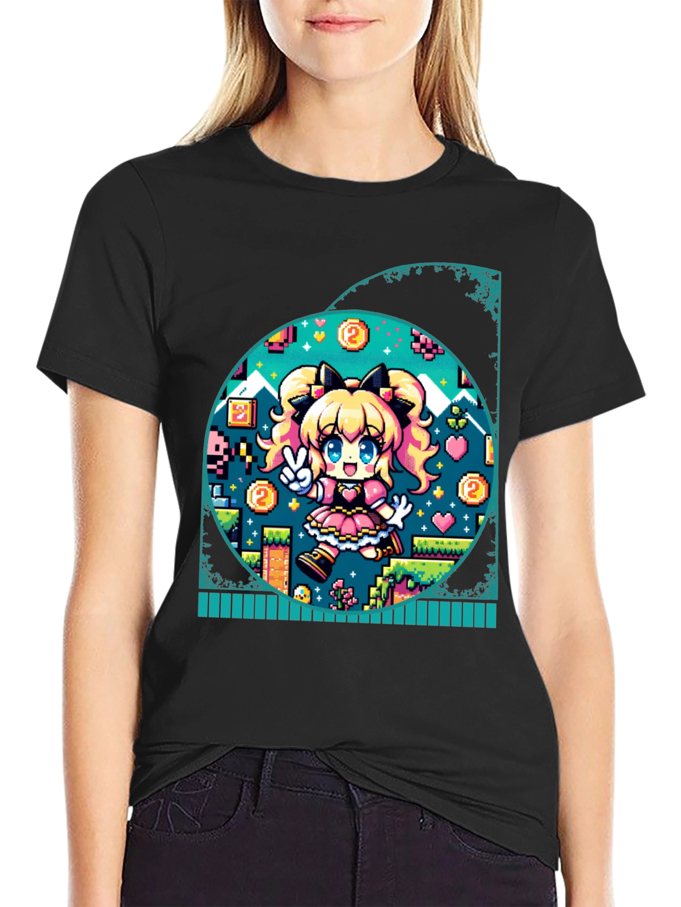 Pixel Game Girl Graphic Tee