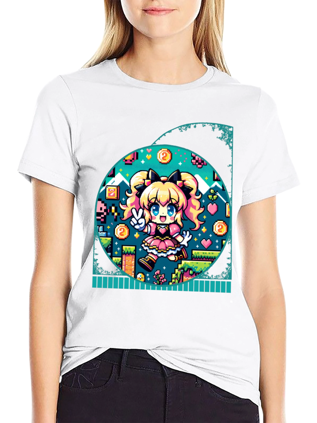 Pixel Game Girl Graphic Tee