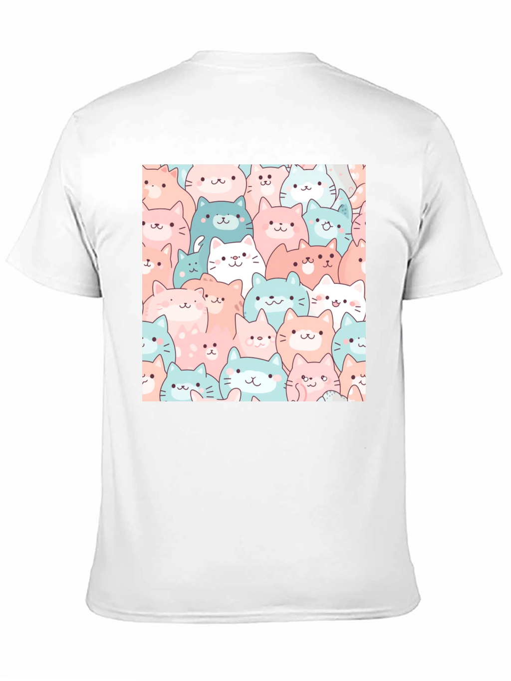 Cute Cats Pattern Black T-Shirt