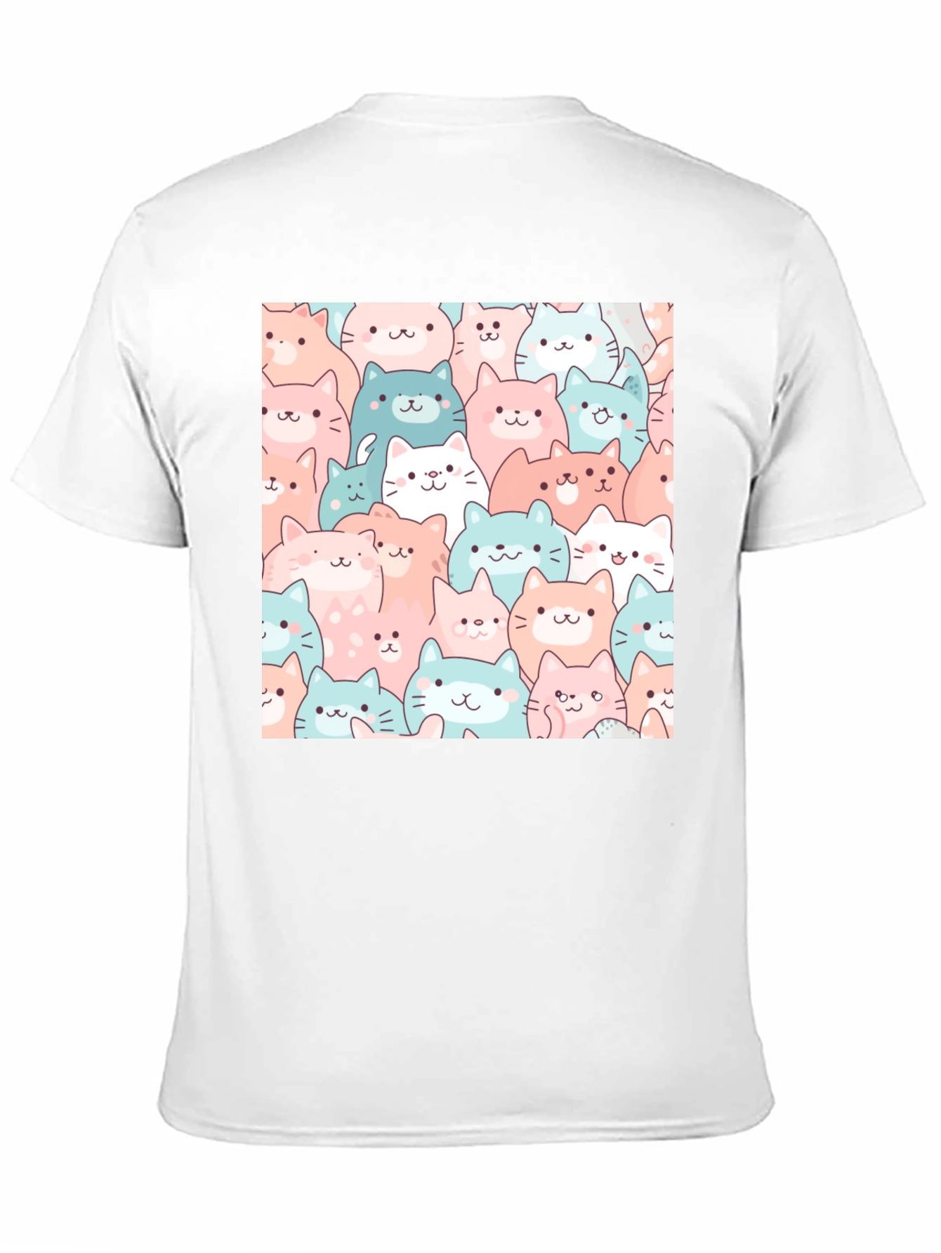 Cute Cats Pattern Black T-Shirt