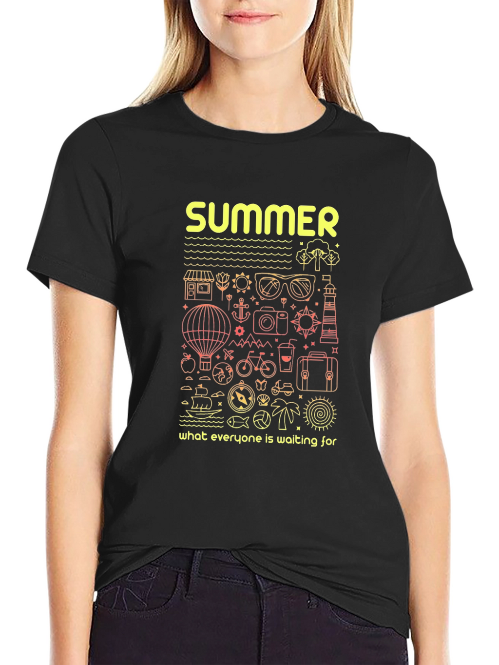 Summer Vacation Graphic Tee - Black