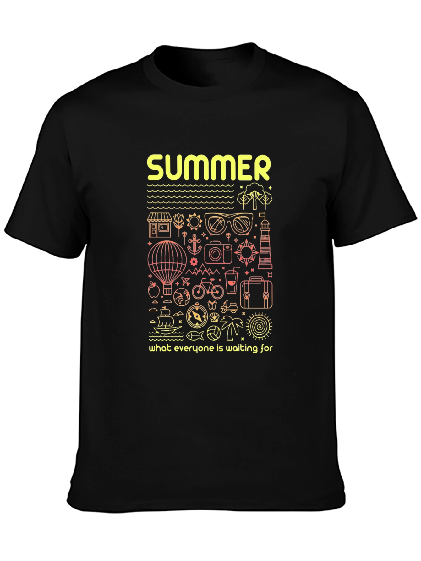 Summer Vacation Graphic Tee - Black