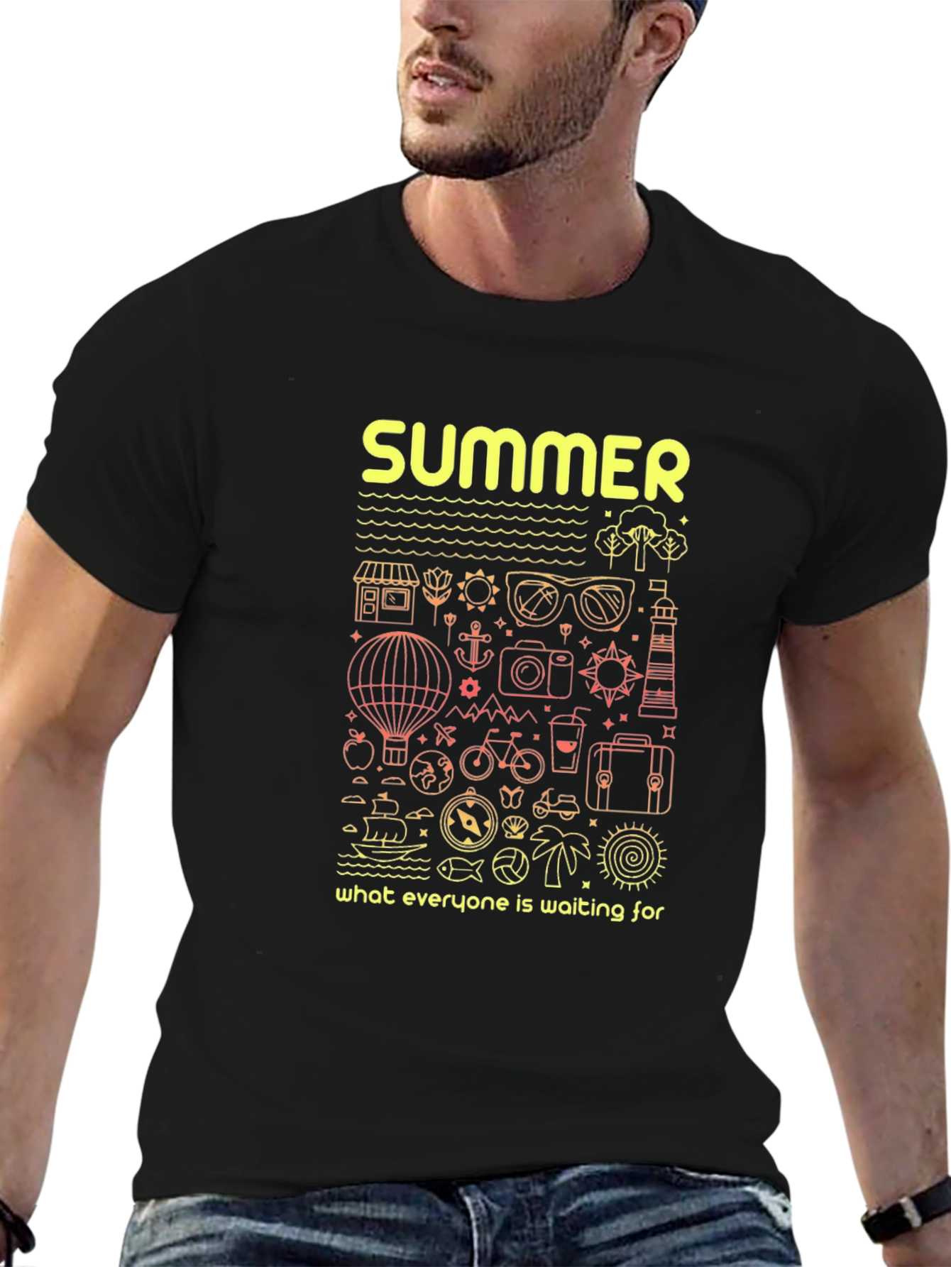 Summer Vacation Graphic Tee - Black