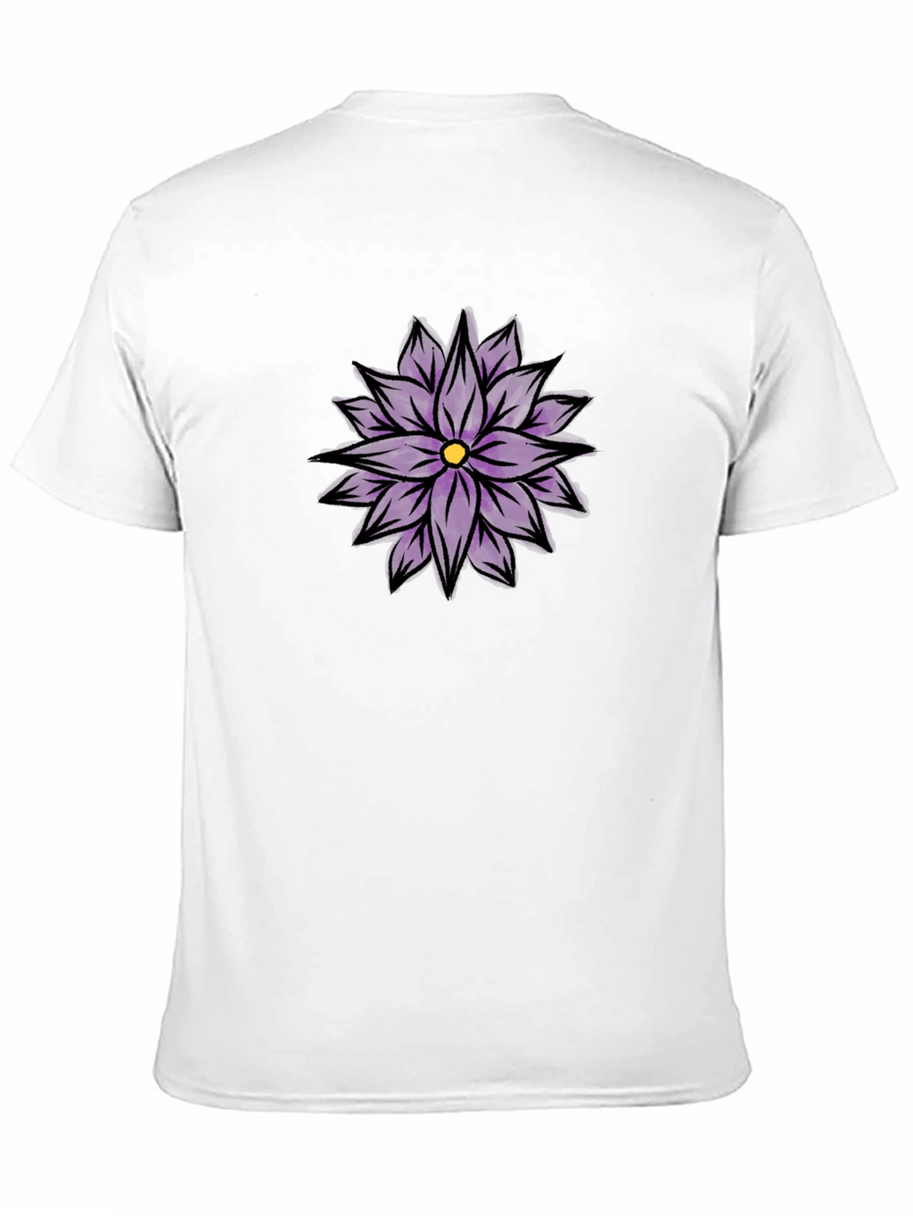 Black T-Shirt with Purple Flower Design