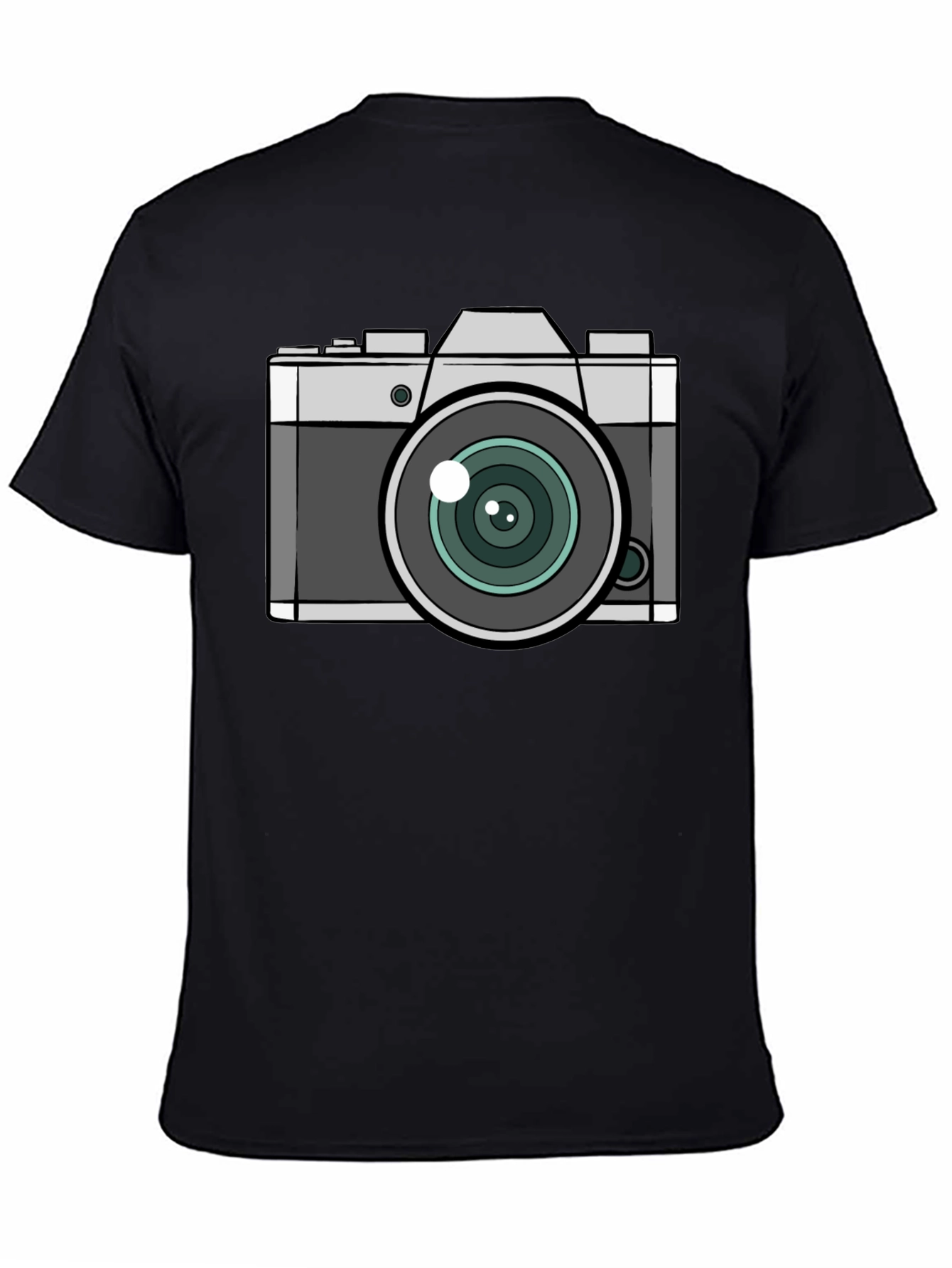 Camera Graphic T-Shirt - Black Crew Neck Tee