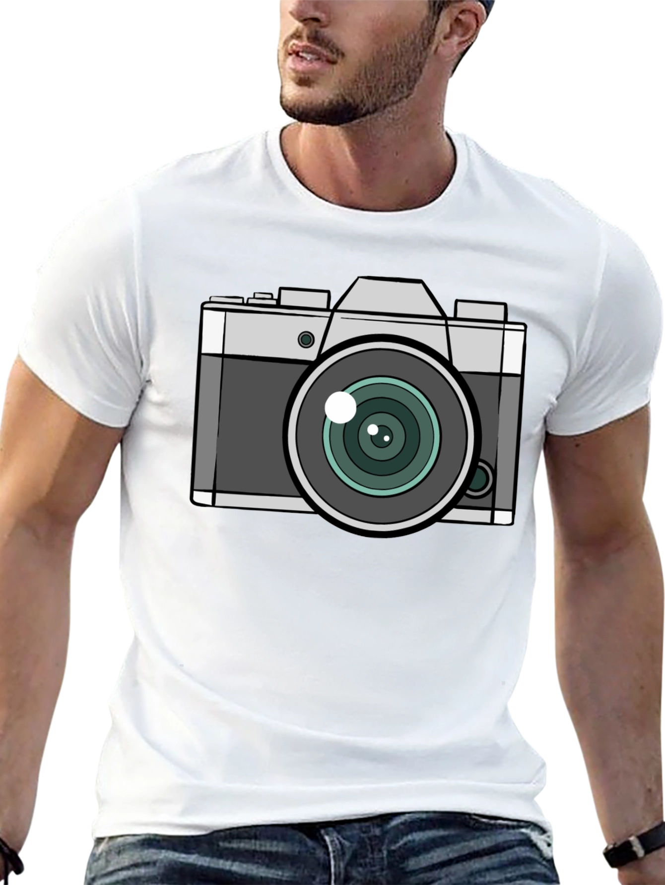 Camera Graphic T-Shirt - Black Crew Neck Tee