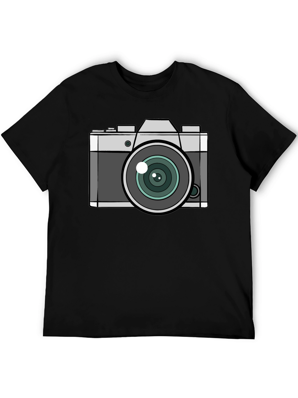 Camera Graphic T-Shirt - Black Crew Neck Tee